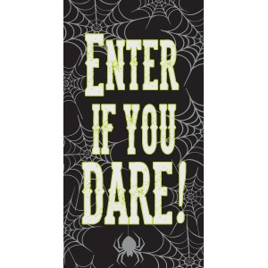 Club Pack of 12 Black Spiderweb Enter If You Dare Hanging Door Halloween Poster 5' - All