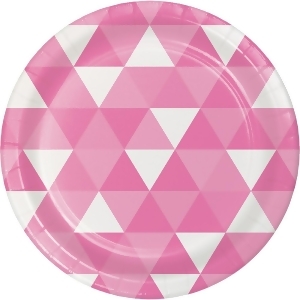 Club Pack of 96 Candy Pink and White Fractal Disposable Luncheon Plates 6.8 - All