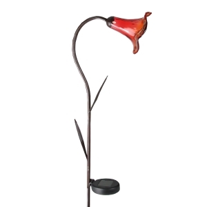 45.25 Transparent Red Lily Lighted Solar Powered Outdoor Lawn Stake - All