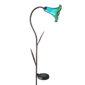 45.25 Transparent Blue Lily Lighted Solar Powered Outdoor Lawn Stake - All
