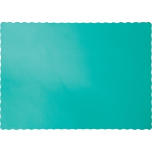 Club Pack of 600 Scalloped Lagoon Teal Disposable Placemats 13.5 - All