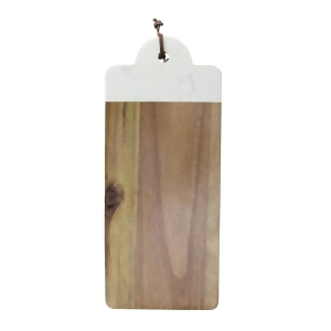 14 Ivory White and Brown Marble and Solid Wood Cheese Cutting Board - All