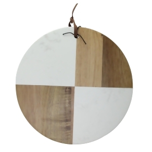 9.5 Ivory and Brown Solid Acacia Wood and Marble Round Cutting Cheese Board - All