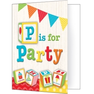 Club Pack of 48 Multicolored P Is for Party Birthday Party Invitations 7.5 - All