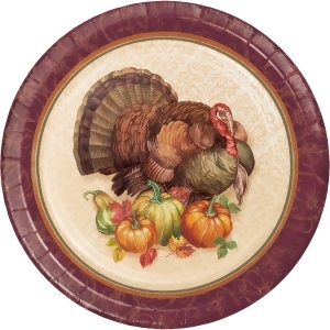Pack of 96 Purple and Brown Pumpkins and Turkey Rounded Plate 8.875 - All