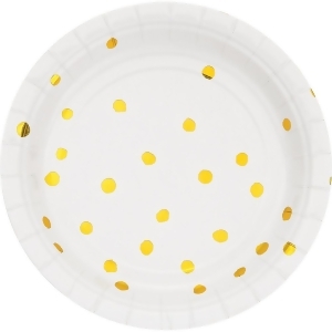 Pack of 96 White and Shining Gold Foil Luncheon Party Plates 6.875 - All