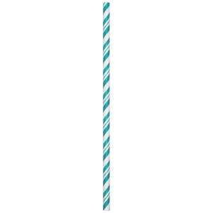 Club Pack of 144 Teal Lagoon and White Stripe Paper Straws Party Favors 7.75 - All
