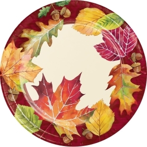 Club Pack of 96 Yellow and Red Fallen Leaves Decorative Luncheon Plate 6.875 - All