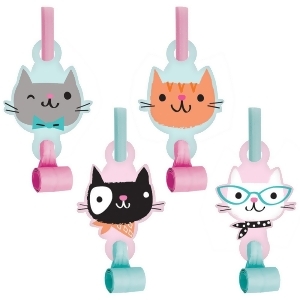 Club Pack of 48 Pink and Blue Kitty Cat Printed Musical Blowouts 9 - All