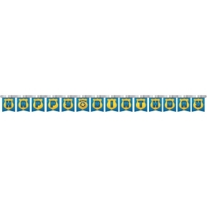 Pack of 48 Blue and Black Jointed Banner Hanging Decorations 9 x 11 - All
