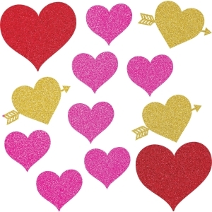 Club Pack of 144 Pink and Red Glitter Happy Valentine Day Cutouts 9.25 - All