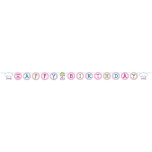 Club Pack of 6 Pink and Green Jointed Happy Birthday Sign Banner 102 - All