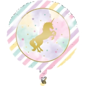 Club Pack of 10 Pink and Off White Unicorn Sparkle Metallic Ballon 18 - All
