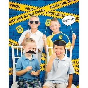 Pack of 6 Blue and Yellow Police Party Themed Photo Backdrop 15.5 - All