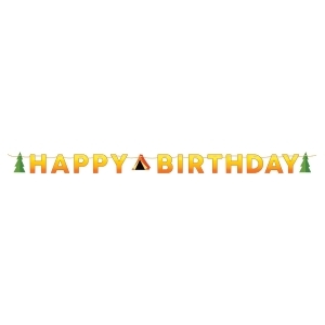Pack of 6 Orange and Yellow Happy Birthday Camp Out Party Letter Banner 8.25' - All