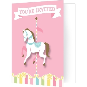 Pack of 48 Multicolored Carousel Horse You're Invited Party Invitations 7.5 - All