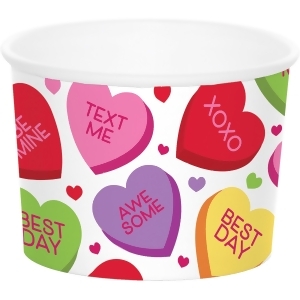 Club Pack of 72 Red and White Valentine Candy Hearts Designed Treat Cup 8.5 - All