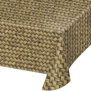 Club Pack of 6 Brown and Black Basket Weave Print Decorative Dining Table Cover 108 - All