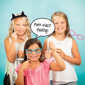 Pack of 60 Blue and Black Purr-fect Party Fun Photo Booth Props 15 - All