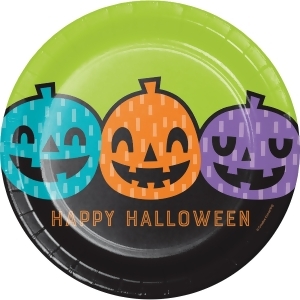Pack of 12 Light Green and Black Halloween Themed Rounded Plate 8.875 - All