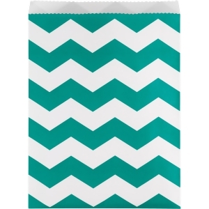 Club Pack of 120 Teal Lagoon and White Chevron Striped Decorative Party Treat Bags 8.75 - All