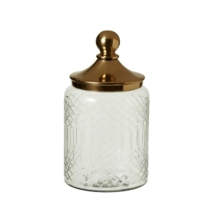 10.5 Etched Lattice Decorative Glass Canister with Gold Aluminum Lid-Small - All