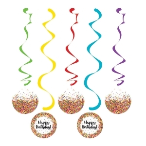 Club Pack of 30 Multicolored Happy Birthday Dizzy Dangler Hanging Party Decorations 39 - All