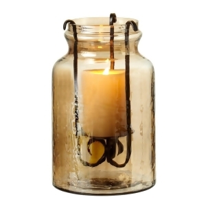 10.25 Golden Luster Glass Jar with Pillar Candle Holder- Small - All