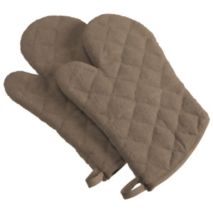 Set of 2 Walnut Brown Colored Terrycloth Oven Mitts 13 - All