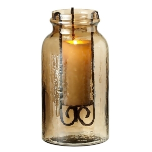 12.5 Golden Luster Glass Jar with Pillar Candle Holder Large - All
