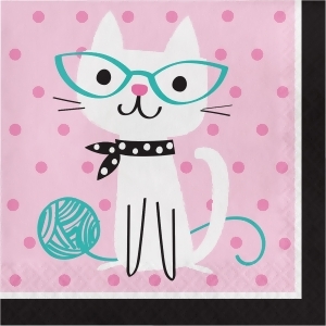 Pack of 192 Multicolored Purrfect Cat Printed Disposable Luncheon Napkins 6.5 - All