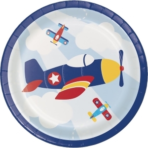 Club Pack of 96 Blue and Red Lil' Flyer Airplane Dinner Plate 6.8 - All