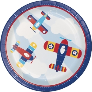 Club Pack of 96 Blue and Red Little Flyer Airplane Dinner Plate 8.8 - All