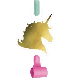 Club Pack of 48 Pink and Yellow Unicorn Printed Musical Blowouts 5.25 - All