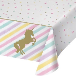 Club Pack of 6 Brown and White Unicorn Star Printed Plastic Tablecover 102 - All