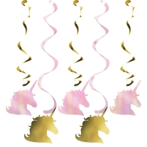 Club Pack of 30 Yellow and Pink Unicorn Print Party Dizzy Danglers 39 - All