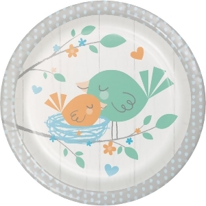Club Pack of 96 Blue and White Little Birds Round Luncheon Plate 6.87 - All