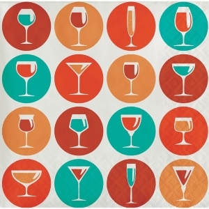 Pack of 288 Turquoise and Red Retro Cocktail Circles 3-Ply Beverage Napkins 5 - All