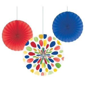 Club Pack of 18 Multi color Hanging Tissue Paper Fan Party Decorations 16 - All