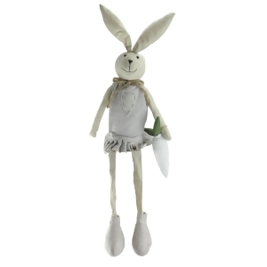19.5 Gray and White Sitting Easter Bunny Rabbit Girl Spring Figure - All