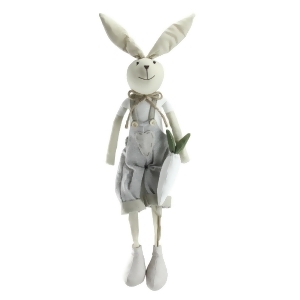 19.5 Gray and White Sitting Easter Bunny Rabbit Boy Spring Figure - All
