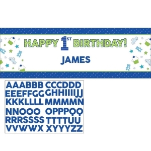 Club Pack of 6 White and Blue Letters Printed Giant Party Banner with Sticker 11.5 - All