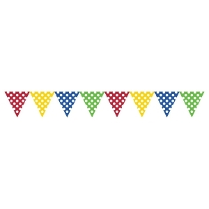 Club Pack of 12 Multi color Polka Dots Themed Jointed Banners 8.75 - All