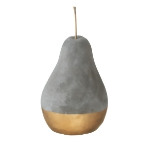Set of 6 Large Cement Finished Pear with Gold Base and Stem 6.75 - All