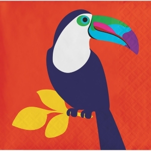 Club Pack of 240 Orange and Dark Blue Toucan Printed 3-Ply Disposable Beverage Napkin 5 - All