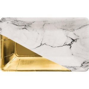 Pack of 48 Marble and Metallic Gold Rectangular Foil Appetizer Plates 9 - All