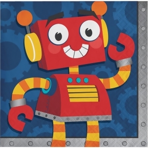 Club Pack of 192 Red and Yellow Party Robots Decorative Beverage Napkin 10 - All