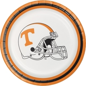Club Pack of 96 White and Orange Univ Of Tennessee Knoxville Luncheon Plates 6.8 - All