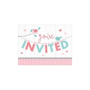 Club Pack of 48 White and Pink Hello Baby Invitation Post Card 8.5 - All