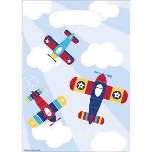 Club Pack of 96 Blue and Red Little Flyer Airplane Printed Loot Bag 12 - All